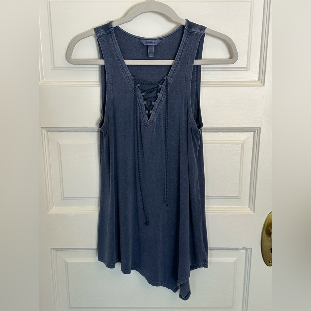 Soma Navy Asymmetrical Sleeveless Top